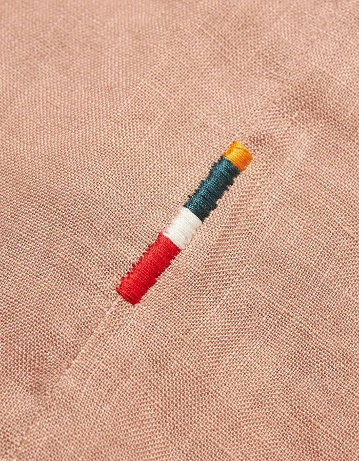 Men Orlebar Brown Shirts Maitan Linen Caramel Pink