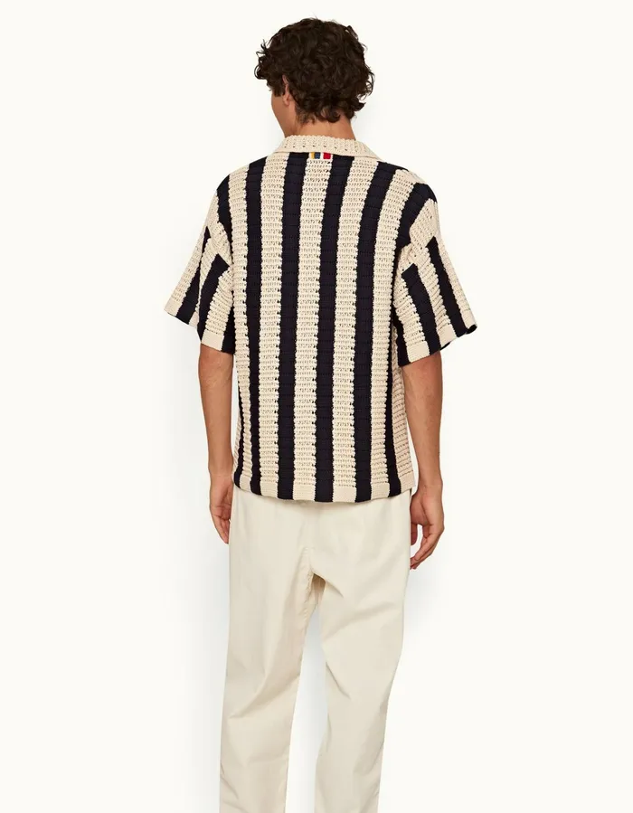 Men Orlebar Brown Shirts Thomas Crochet Night Iriscashew