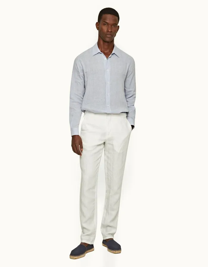 Men Orlebar Brown Trousers Griffon Linen White