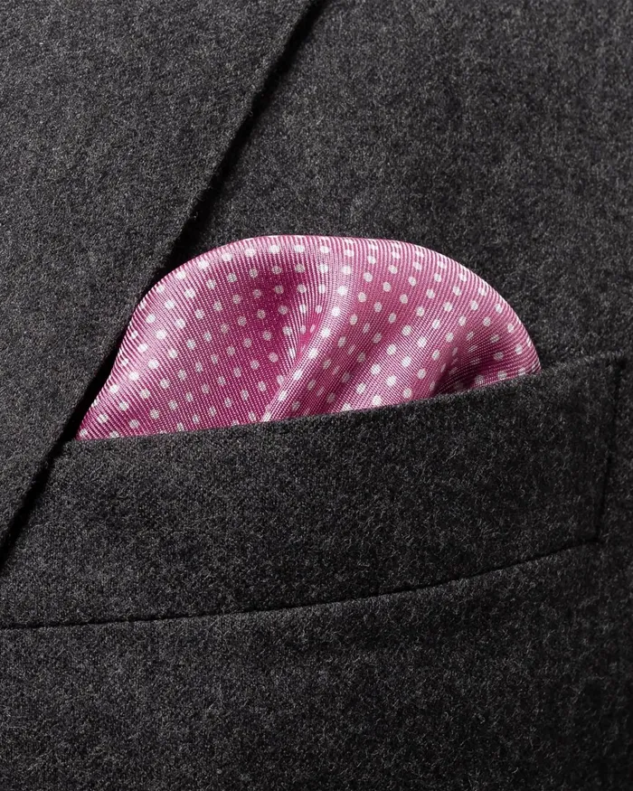Men Pink Polka Dots Silk Pocket Square Pink Eton Pocket Squares Men Pink Polka Dots Silk Pocket Square Pink Eton Pocket Squares