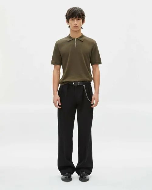Men Polos The Kooples Khaki Knit Polo Olive Kaki