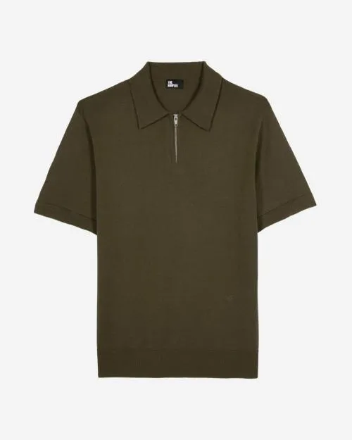 Men Polos The Kooples Khaki Knit Polo Olive Kaki