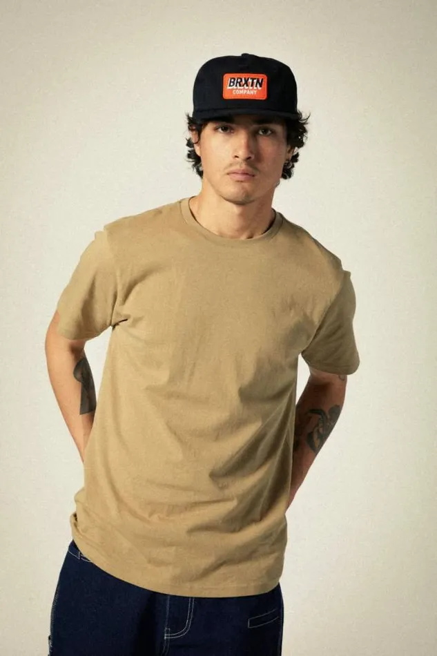 Men Premium Cotton SS Tailored TShirt Khaki Brixton TShirts