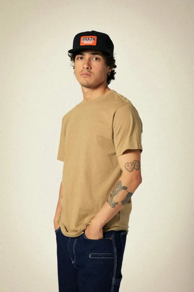 Men Premium Cotton SS Tailored TShirt Khaki Brixton TShirts