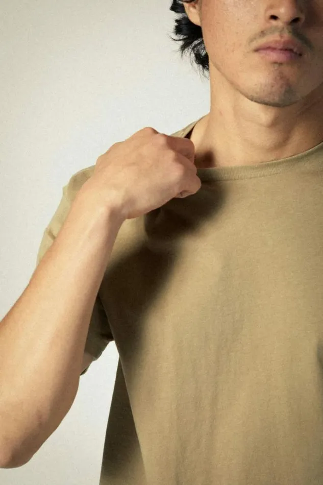 Men Premium Cotton SS Tailored TShirt Khaki Brixton TShirts