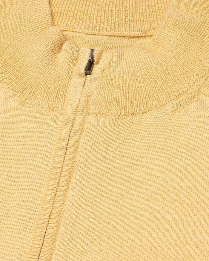 Men Quarter Zip Sweater Yellow Eton Knitwear Men Quarter Zip Sweater Yellow Eton Knitwear