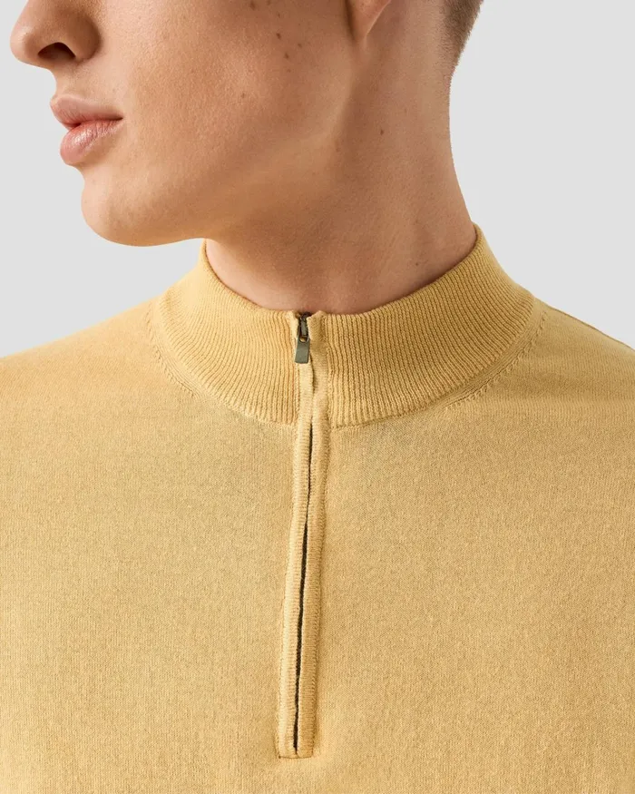 Men Quarter Zip Sweater Yellow Eton Knitwear Men Quarter Zip Sweater Yellow Eton Knitwear