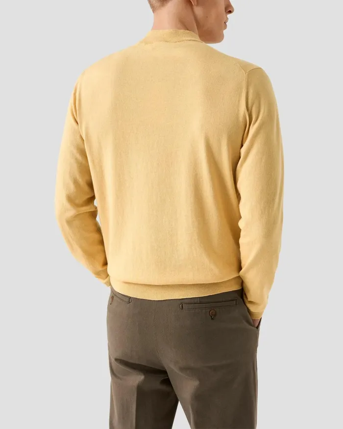 Men Quarter Zip Sweater Yellow Eton Knitwear Men Quarter Zip Sweater Yellow Eton Knitwear