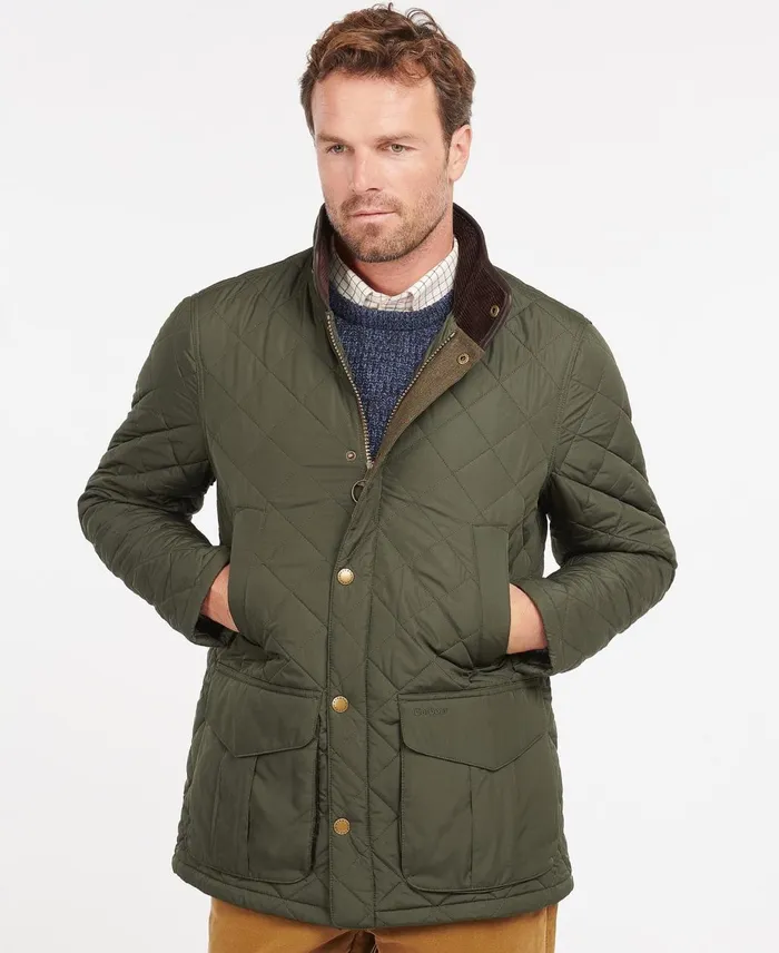 Men Quilted Jackets Barbour Devon Quilted Jacket Olive