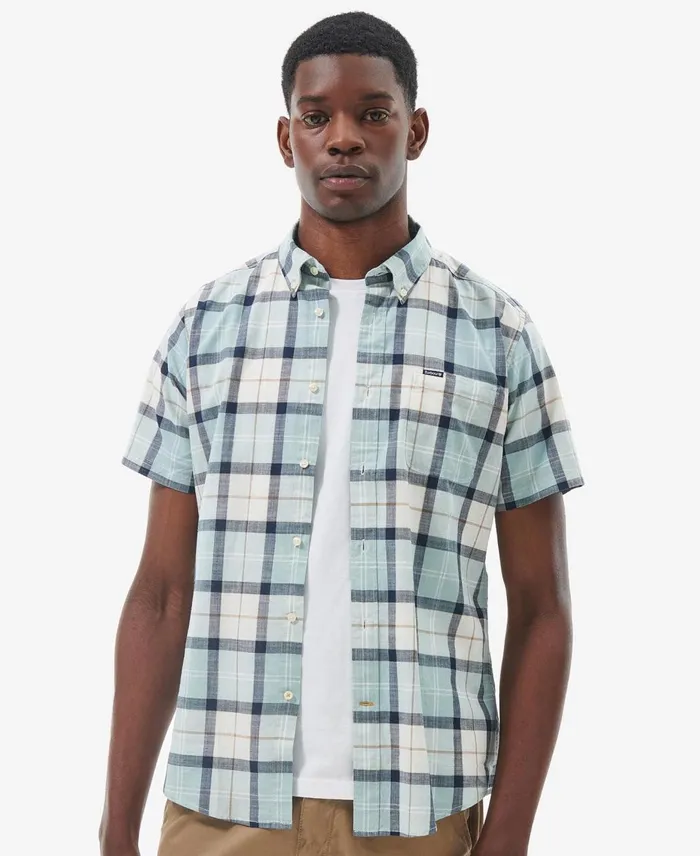 Men Shirts Barbour Delton Tailored Shirt Blue Chalk Tartan