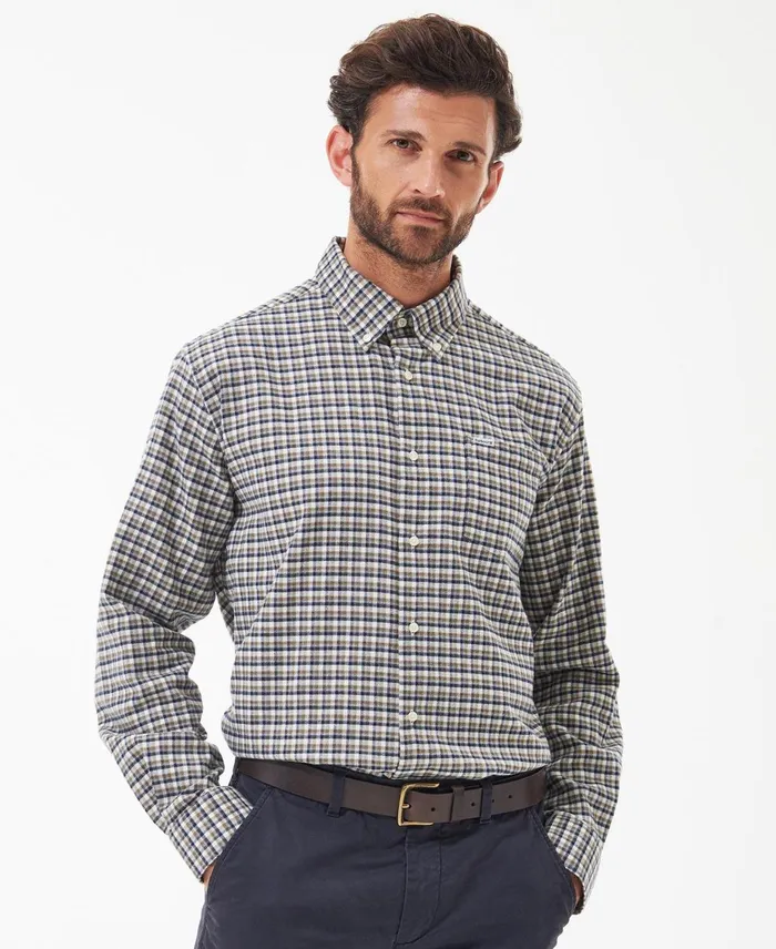 Men Shirts Barbour Tanlaw Regular Shirt Whisper Classic White