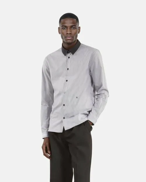 Men Shirts The Kooples Black And White Shirt With MicroCheck Pattern Black White