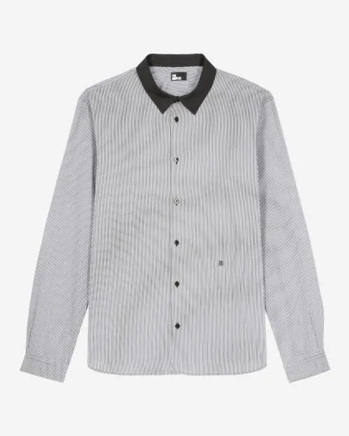 Men Shirts The Kooples Black And White Shirt With MicroCheck Pattern Black White