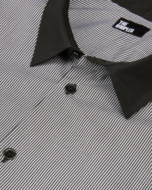Men Shirts The Kooples Black And White Shirt With MicroCheck Pattern Black White