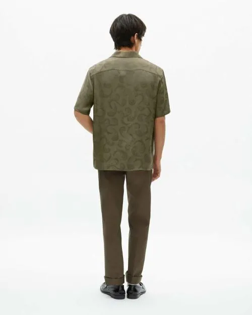 Men Shirts The Kooples ShortSleeved Khaki Jacquard Shirt Olive Kaki