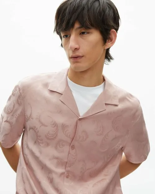 Men Shirts The Kooples ShortSleeved Pink Jacquard Shirt Lila
