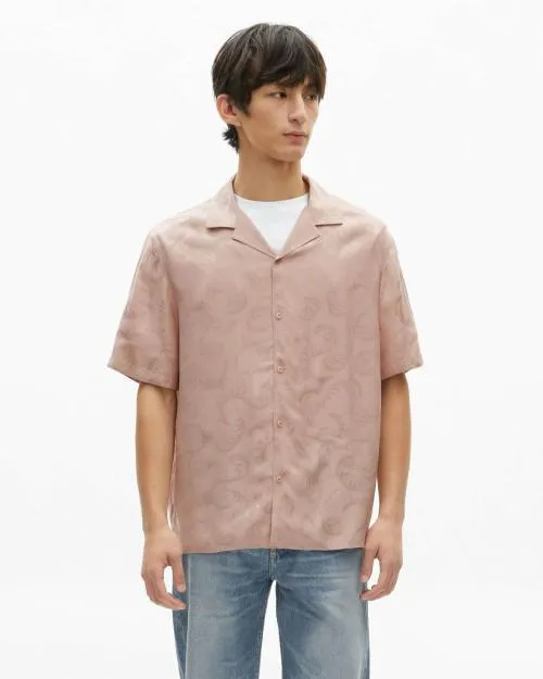 Men Shirts The Kooples ShortSleeved Pink Jacquard Shirt Lila