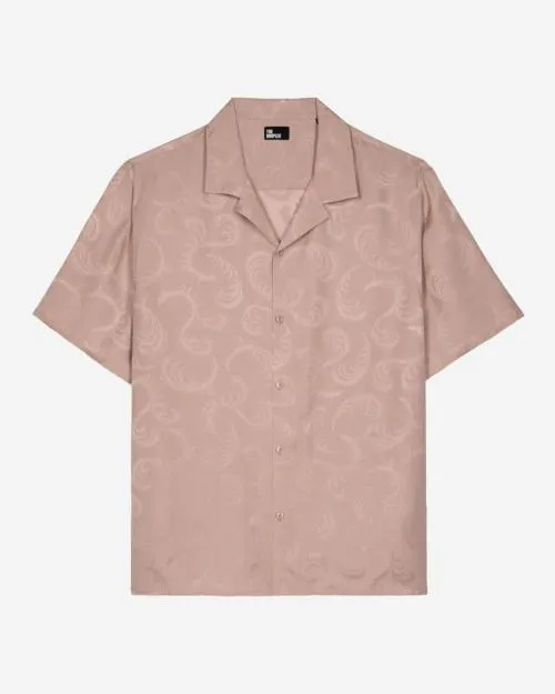 Men Shirts The Kooples ShortSleeved Pink Jacquard Shirt Lila