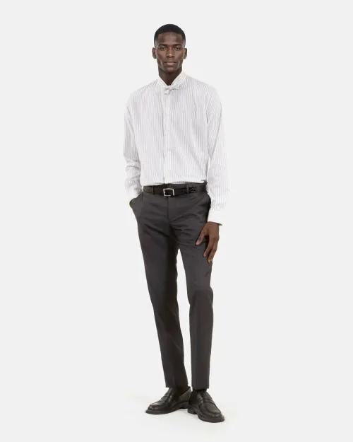 Men Shirts The Kooples Thin White Striped Shirt Black White