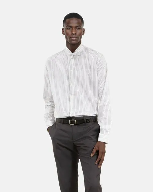 Men Shirts The Kooples Thin White Striped Shirt Black White