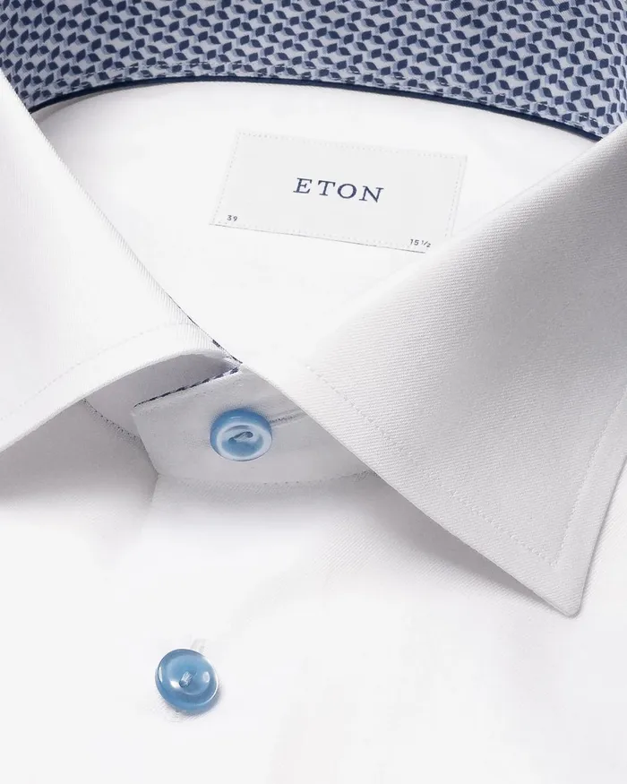 Men Signature Twill Effect Shirt White Eton Dress Shirts Men Signature Twill Effect Shirt White Eton Dress Shirts