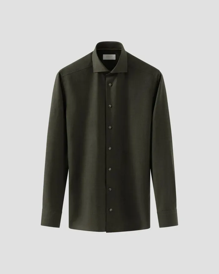 Men Solid Merino Wool Shirt Green Eton Dress Shirts Men Solid Merino Wool Shirt Green Eton Dress Shirts