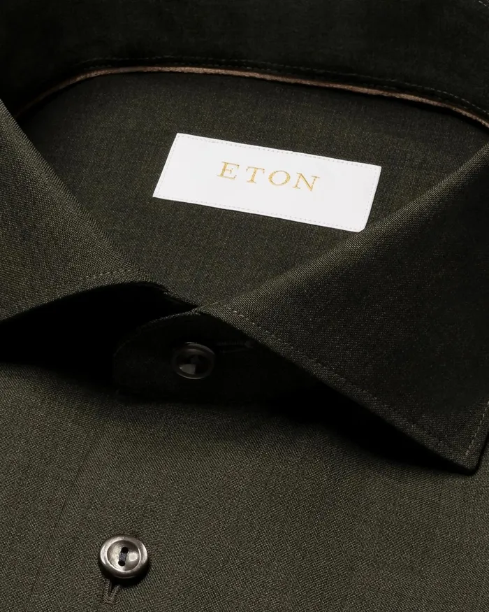 Men Solid Merino Wool Shirt Green Eton Dress Shirts Men Solid Merino Wool Shirt Green Eton Dress Shirts