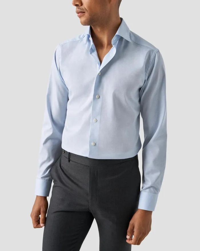 Men Solid Signature Oxford Shirt Blue Eton Dress Shirts