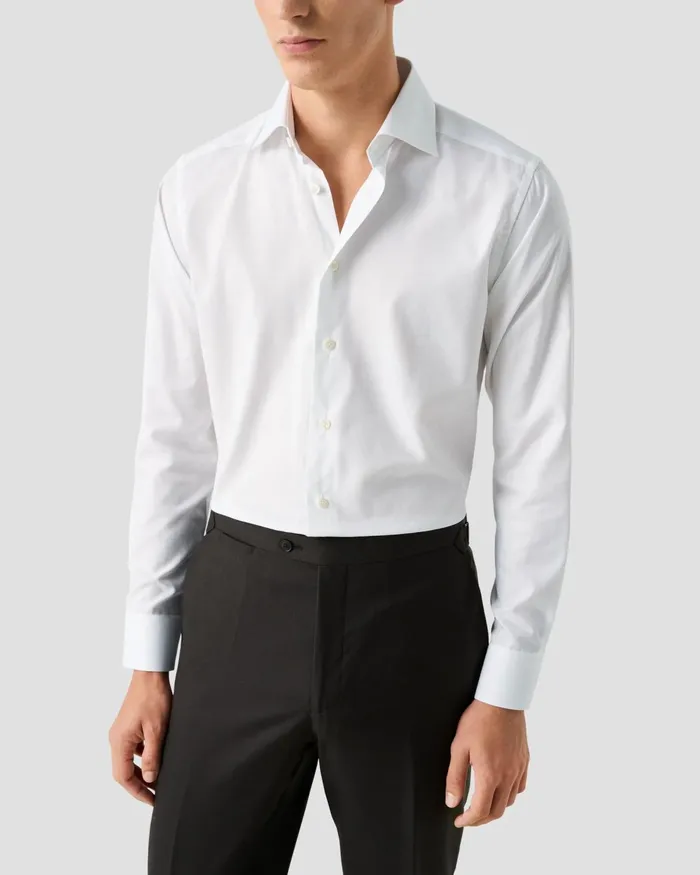 Men Solid Signature Oxford Shirt White Eton Dress Shirts