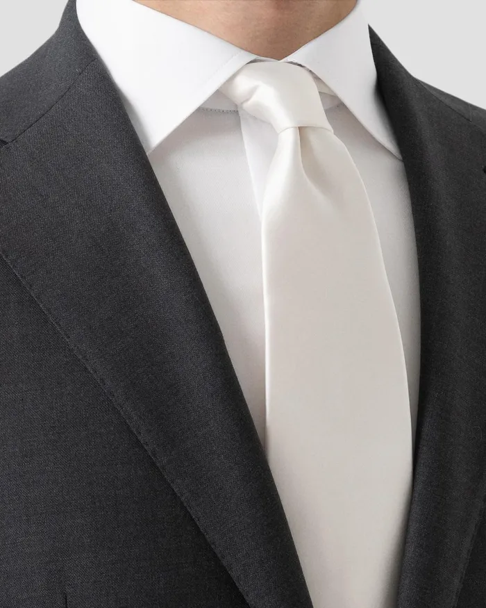 Men Solid Silk Satin Tie Off White Eton Ties Men Solid Silk Satin Tie Off White Eton Ties