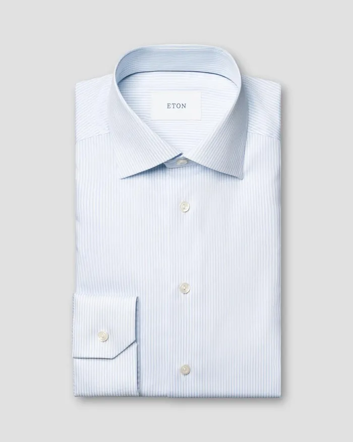 Men Striped Cotton TENCEL Lyocell Shirt Blue Eton Dress Shirts Men Striped Cotton TENCEL Lyocell Shirt Blue Eton Dress Shirts