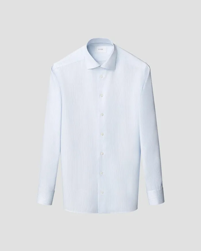 Men Striped Cotton TENCEL Lyocell Shirt Blue Eton Dress Shirts Men Striped Cotton TENCEL Lyocell Shirt Blue Eton Dress Shirts