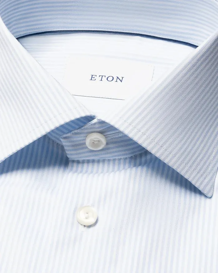 Men Striped Cotton TENCEL Lyocell Shirt Blue Eton Dress Shirts Men Striped Cotton TENCEL Lyocell Shirt Blue Eton Dress Shirts