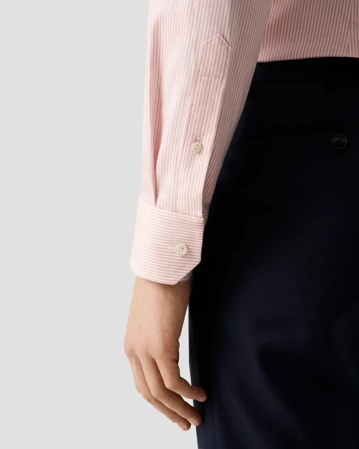 Men Striped Cotton TENCEL Lyocell Shirt Pink Eton Dress Shirts Men Striped Cotton TENCEL Lyocell Shirt Pink Eton Dress Shirts
