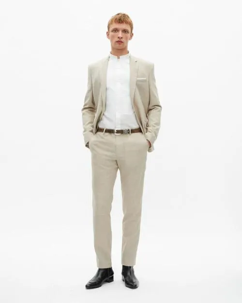 Men Suits The Kooples Beige Wool Suit Fitted Jacket Beige