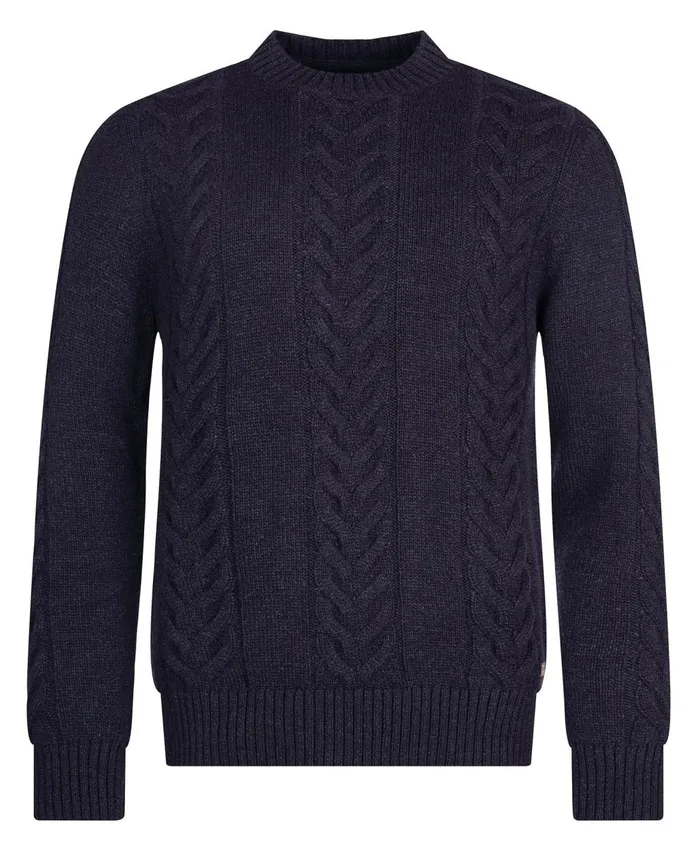 Men Sweaters Barbour Essential Cable Knit Navy Marl Men Sweaters Barbour Essential Cable Knit Navy Marl