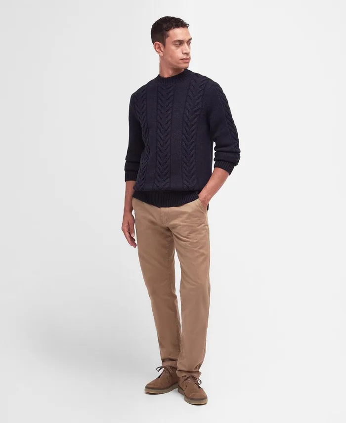 Men Sweaters Barbour Essential Cable Knit Navy Marl Men Sweaters Barbour Essential Cable Knit Navy Marl