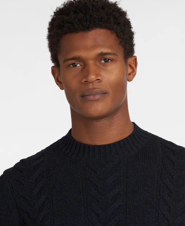 Men Sweaters Barbour Essential Cable Knit Navy Marl Men Sweaters Barbour Essential Cable Knit Navy Marl