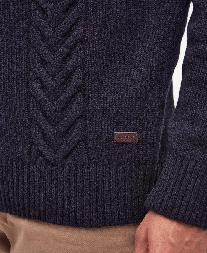 Men Sweaters Barbour Essential Cable Knit Navy Marl Men Sweaters Barbour Essential Cable Knit Navy Marl