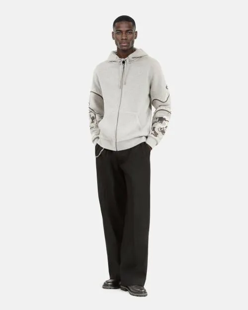 Men Sweatshirts The Kooples Gray Embroidered Hooded Sweatshirt Grey Melange