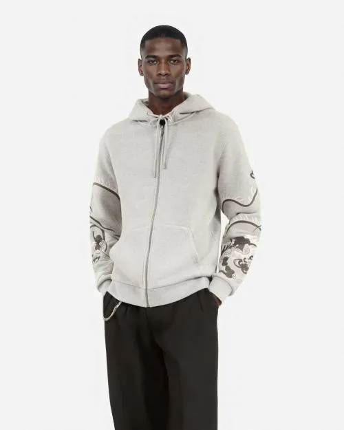 Men Sweatshirts The Kooples Gray Embroidered Hooded Sweatshirt Grey Melange