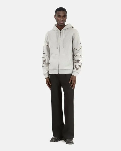Men Sweatshirts The Kooples Gray Embroidered Hooded Sweatshirt Grey Melange