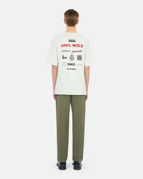 Men Tshirts The Kooples Ecru 100 Wild Serigraphy TShirt Ecru