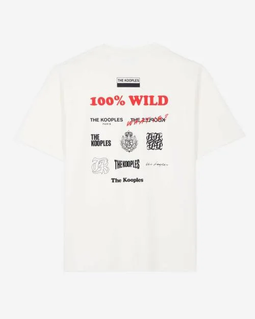 Men Tshirts The Kooples Ecru 100 Wild Serigraphy TShirt Ecru