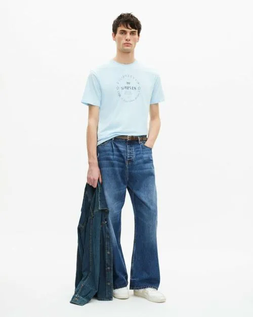Men Tshirts The Kooples Light Blue Screen Printed TShirt Baby Blue