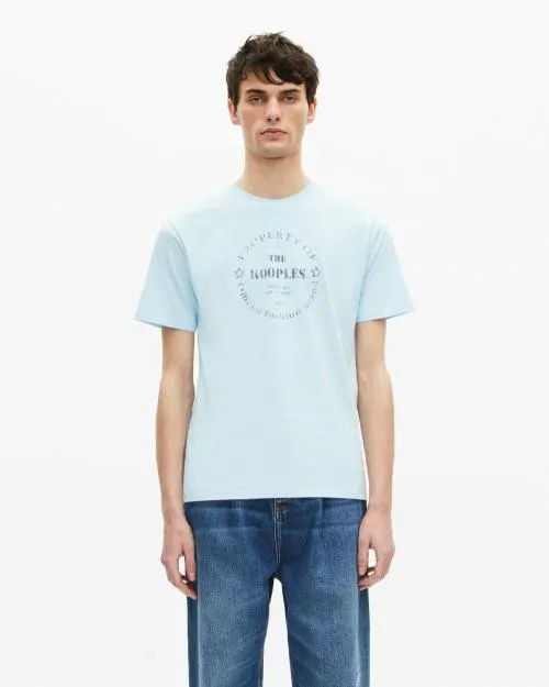 Men Tshirts The Kooples Light Blue Screen Printed TShirt Baby Blue
