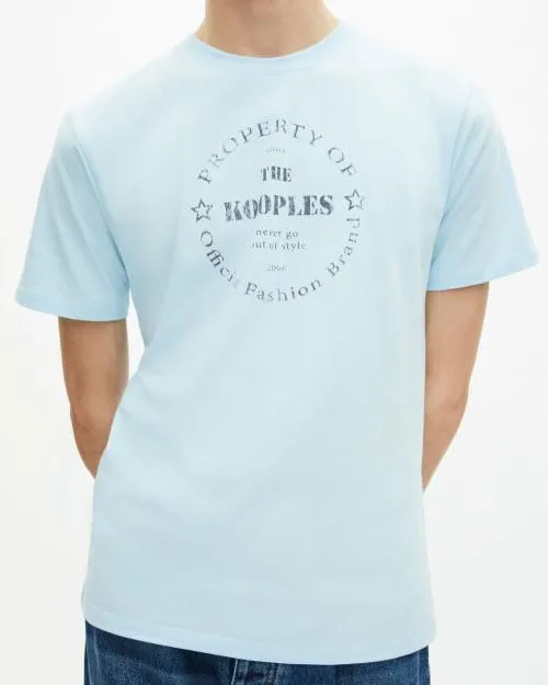 Men Tshirts The Kooples Light Blue Screen Printed TShirt Baby Blue