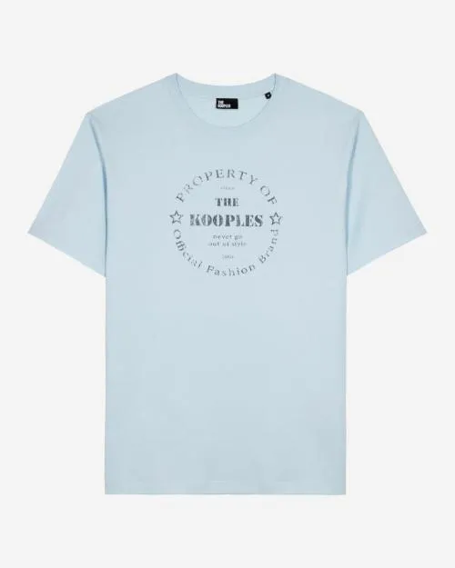Men Tshirts The Kooples Light Blue Screen Printed TShirt Baby Blue