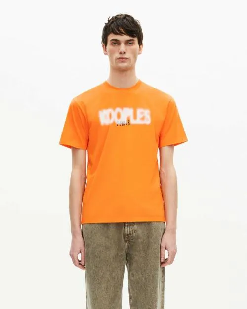 Men Tshirts The Kooples Orange Logo Screen Printed TShirt Orange