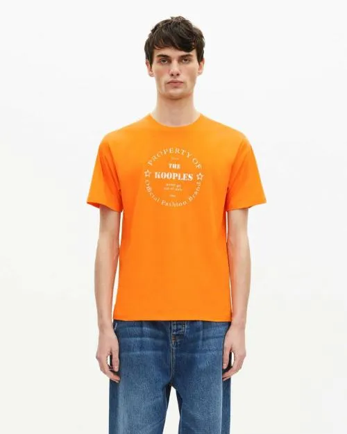 Men Tshirts The Kooples Orange Screen Print TShirt Orange
